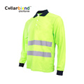 Quick Dry Fluorescent Yellow Long Sleeve Reflective Polo